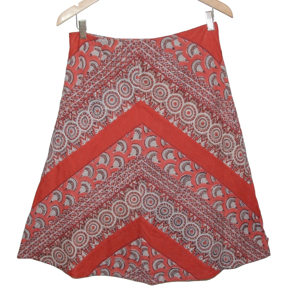 ANOKHI Women's Medium Lined Skirt 100% Cotton Rust Boho Hippie Chic - Picture 3 of 10